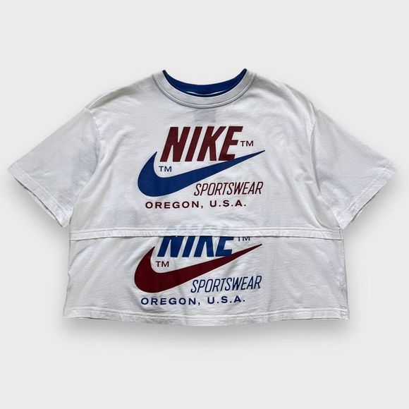 Nike Sportswear Icon Clash Logo Top Medium DB3849-100 Short Crop Tee T Shirt - Picture 1 of 9